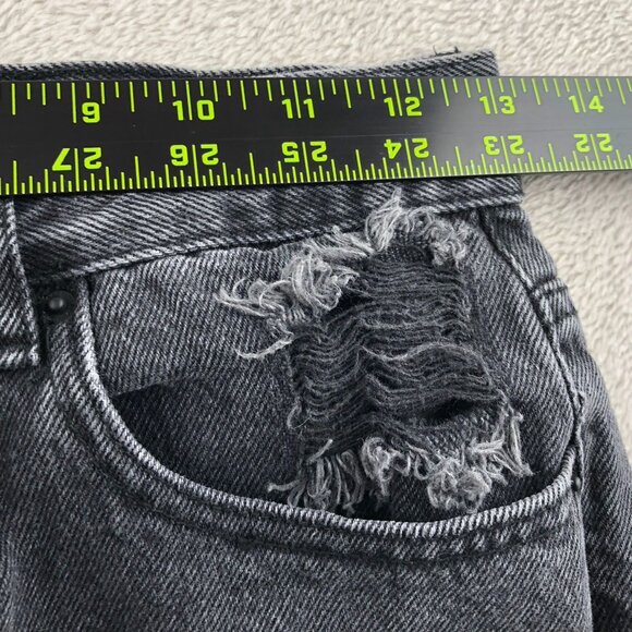 PacSun Womens Jeans Sz 26 Ultra High Rise Slim Skinny Leg Black Denim Distressed - Picture 5 of 16